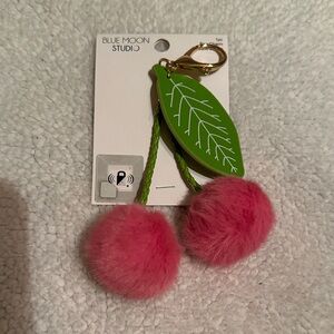 Blue Moon Studio Pink Pom-Pom Leaf Keychain